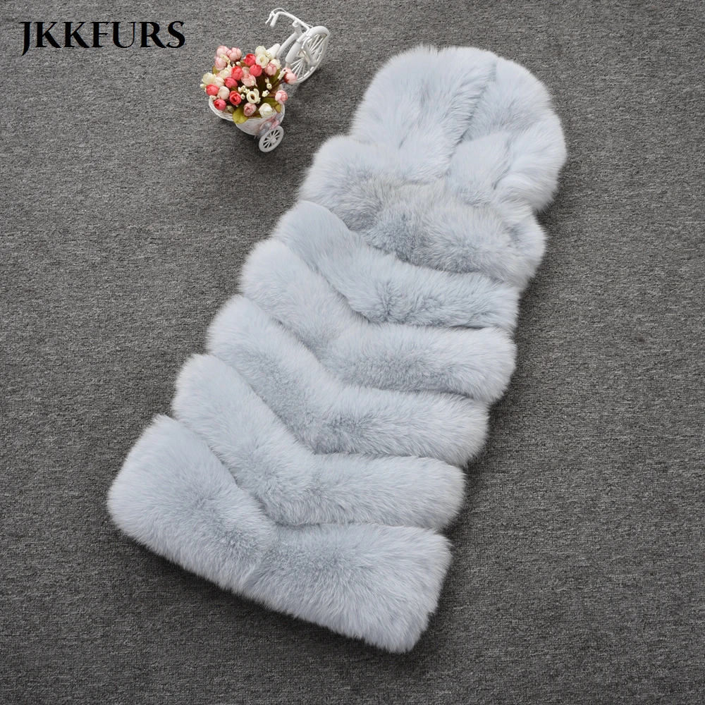 

2021 New Women Real Fox Fur Hooded Vest Warm Thick Fur Lady Fashion 6 Rows Gilet Genuine Natural Fur Waistcoat S7236