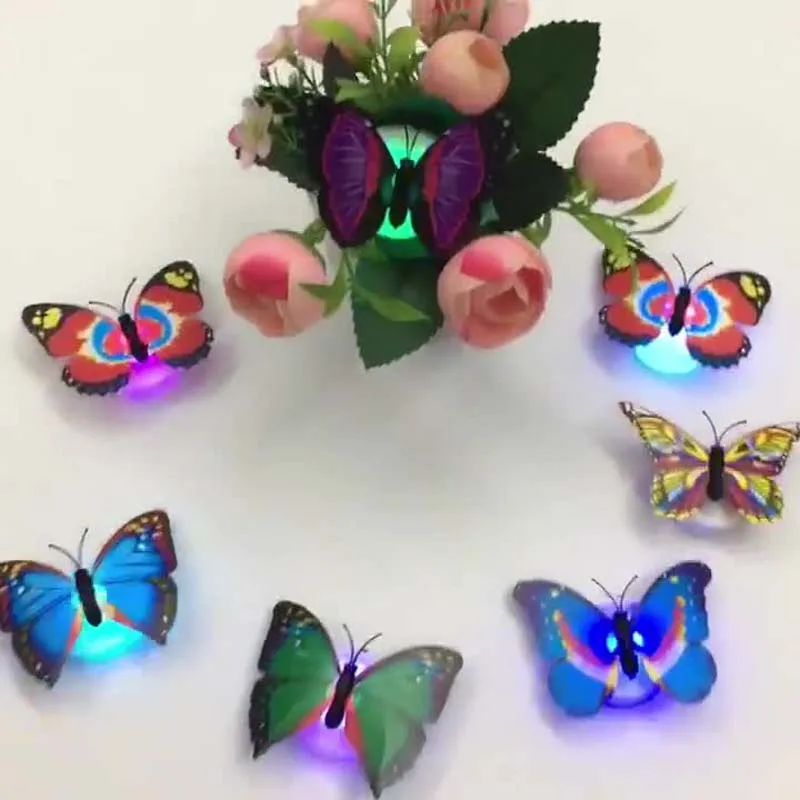 colorful3d Butterfly wall decor cute Butterflies stickers art Decals home Decoration room LED to shine butterflies | Дом и сад