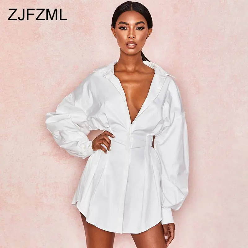 Сексуальное платье-рубашка с глубоким v-образным вырезом женское тонкое короткое