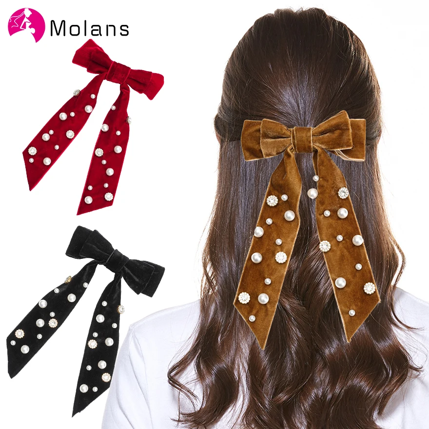 Женские заколки из плотного бархата с бантом Molans большая бархатная заколка для