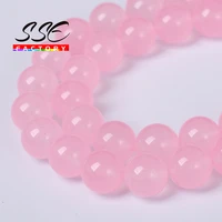 natural light pink chalcedony jades stone round loose spacer beads 4 14mm diy bracelet accessories for jewelry making 15strand