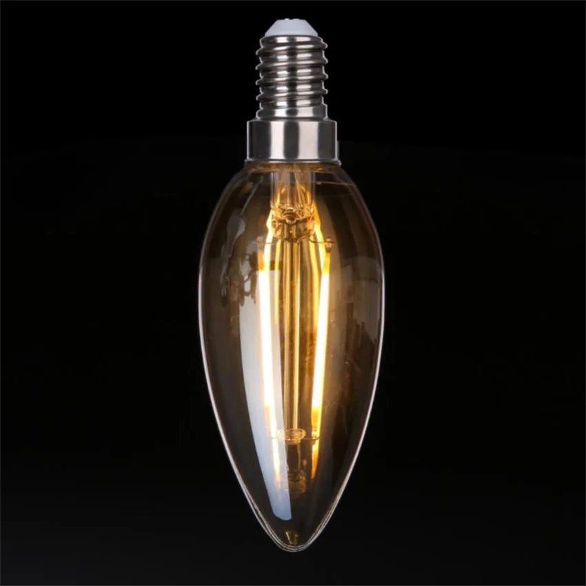 

YANG MIN Free Shipping Hot Selling Amber Frosted Glass Cover E14 4W 500lm C35 Vintage Led Candle Bulbs Dimmable