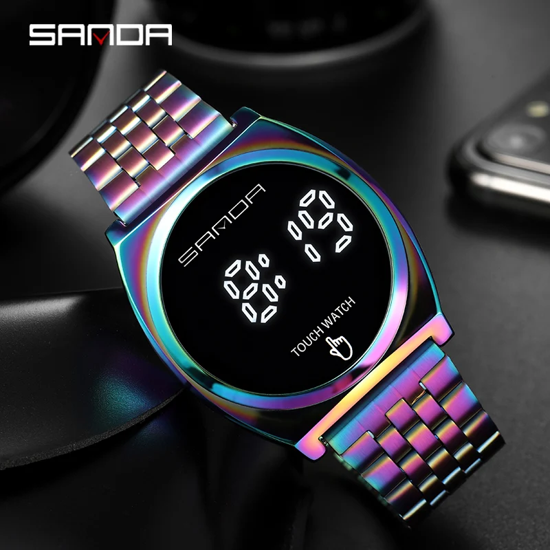 

SANDA New Magic Color Touch Watches Men Women Electronic Digital Display Retro Style Clock Men's Relogio Masculin Reloj Hombre