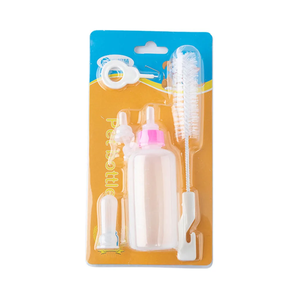 

Puppy Kitten Feeding Bottle Set Silicone Pet Supplies Dog Cat Baby Nursing Water Milk Feeder with Cleaning Brush Pacifiers Hot