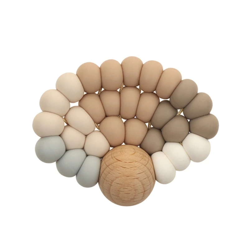 

Baby Teether Wood Rring Rattle Food Grade Silicone Teether Baby Products DIY Crafts Teething Toys