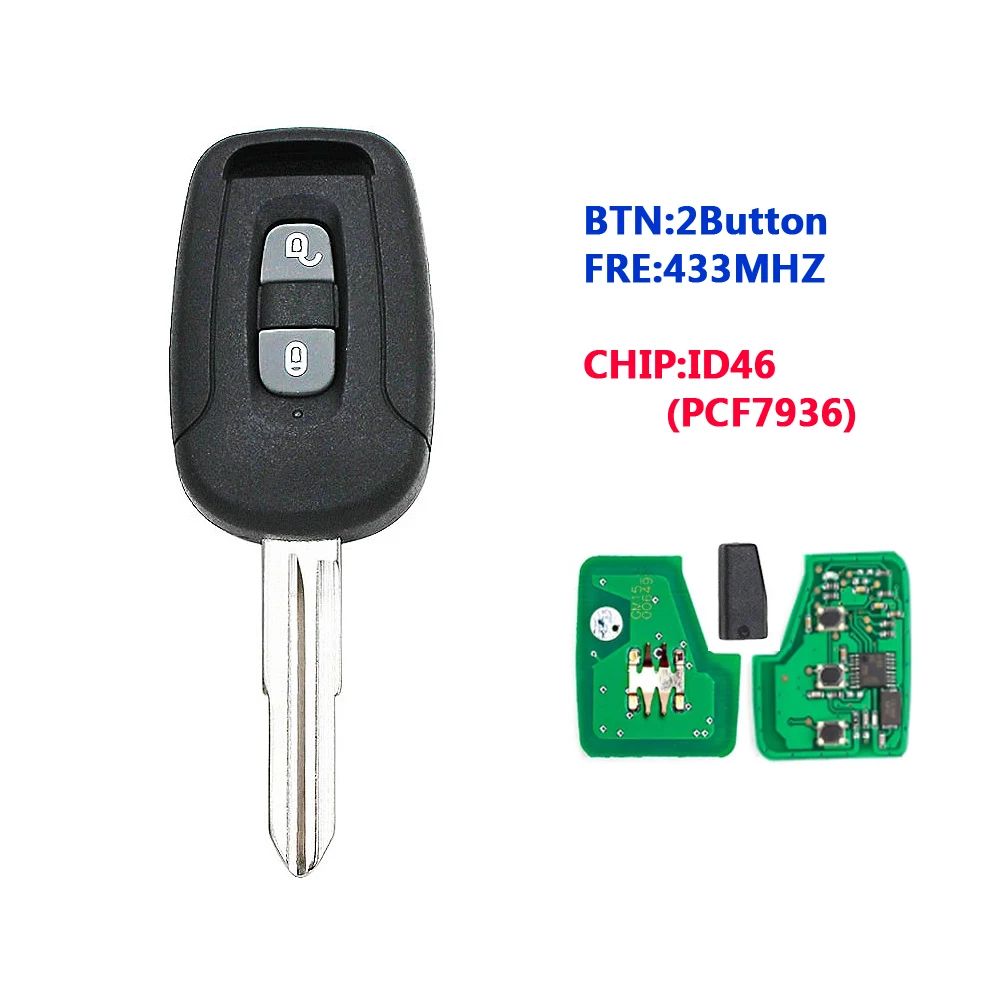 

Remote Key Fob 2 Button 433Mhz ID46 Chip For Chevrolet Captiva 2008 -2013