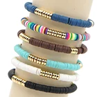 Браслет Go2Boho из полимерной глины с бусинами и дисками, браслеты Heishi для женщин, модные осенне-зимние ювелирные изделия, высококачественные бусины золотого цвета