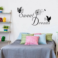 sweet dreams quotes wall stickers butterfly bedroom decoration diy letters home decals mural arts