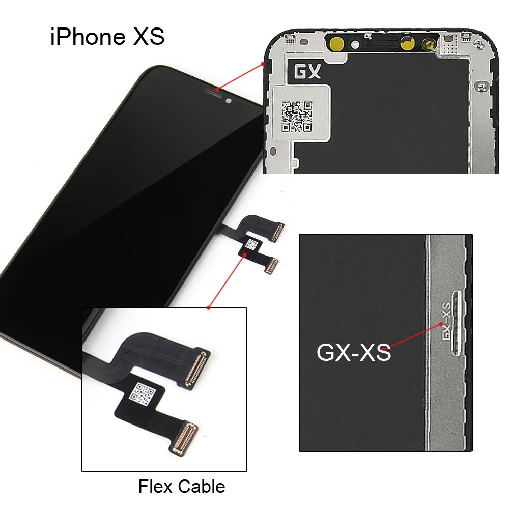 Pantalla LCD AMOLED GX para iPhone X XS, repuesto de montaje de digitalizador t&aacute;ctil, reparaci&oacute;n perfecta, AAA +++, 5 unids/lote-4