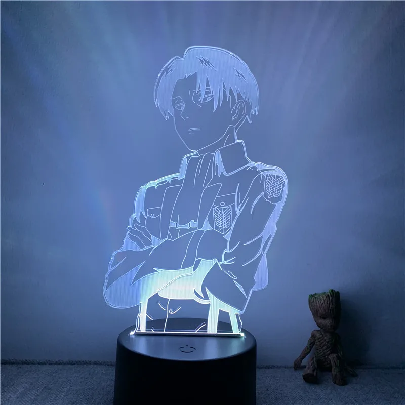3D Nightlight Anime Attack on Titan Rivaille Ackerman Action Figure 7 Colors Touch Optical Illusion Table Lamp Gift Decor Model | Игрушки и