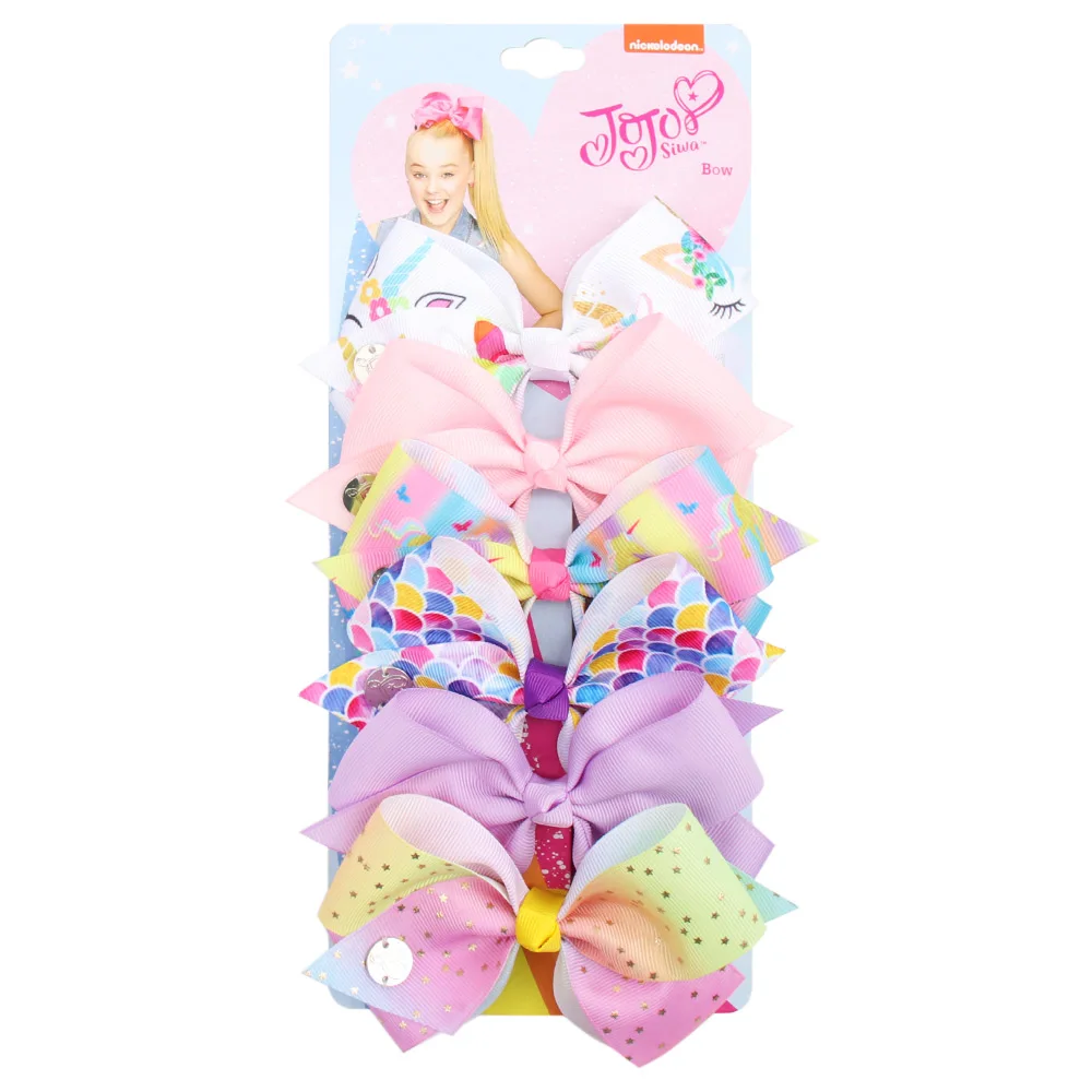 8 6 шт./компл. Jojo Siwa JOJO банты с радужным принтом узел лента бант для девочек ручной работы Изысканная заколка для волос Детские аксессуары для волос - Цвет: 8