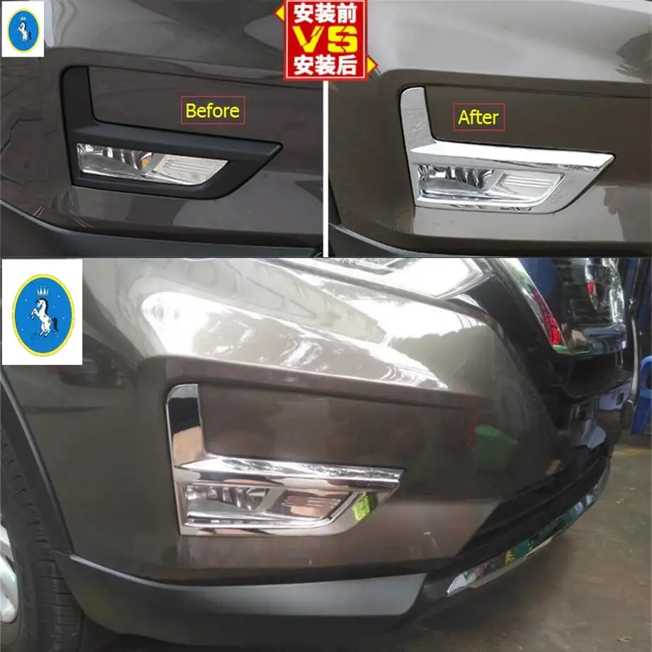 

Chrome Front Bumper Fog Lights Lamps Accessories Cover Trim Fit For Nissan X-Trail X Trail T32 Rogue 2017 2018 2019 2020
