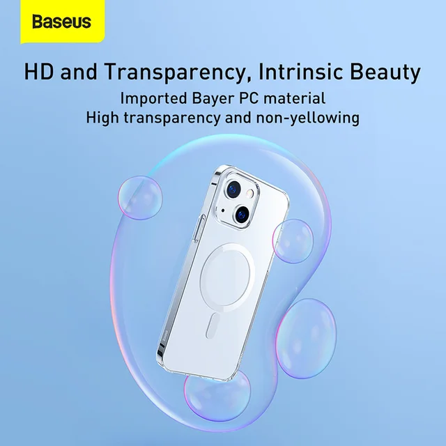 Baseus Magnetic Phone Case For iPhone 14 13 12 Pro Max Support Wireless Charging Case Back Cover Transparent Protect Magnet Case 5