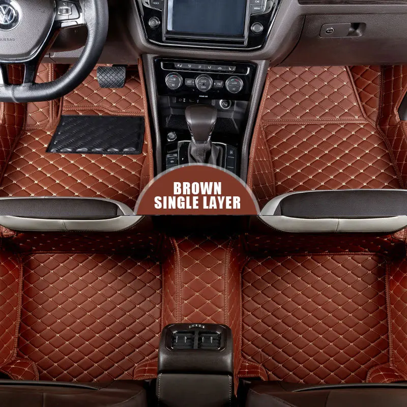 brown Кожаные автомобильные коврики на заказ для TOYOTA Avensis 2003- Автомобильный Ковер водонепроницаемые автомобильные аксессуары - Название цвета: brown