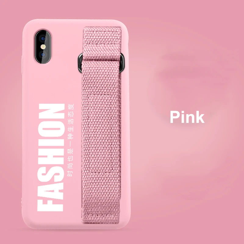 Pink Чехол для iPhone 11 Pro Max XS XR X 8 7 Plus 6 6s Чехол Мягкий матовый Силиконовый ремешок на запястье задняя крышка для Apple 11Pro Funda - Цвет: Pink