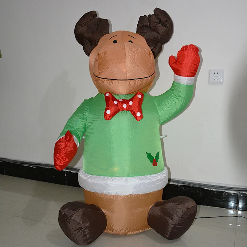 4 фута Рождественский надувной милый улыбающийся олень Холли садовый поддув