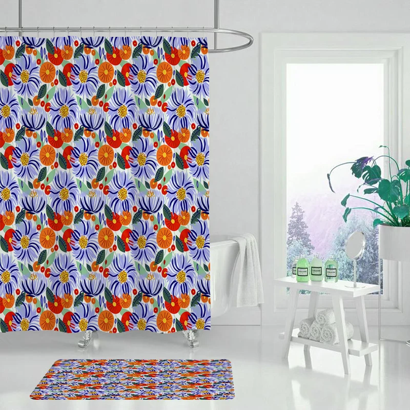 Свежее растение занавеска для душа бамбуковая Ванна лотоса с одной печатью