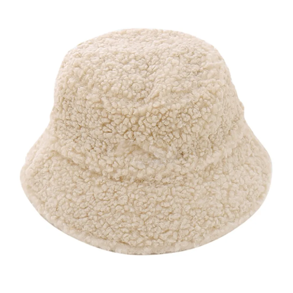 

Faux Fur Bucket Hats Women Girl Fashion Solid Christma Gifts Thickened Soft Warm Fishing Cap Outdoor Lady Fluffy Flat Hat 2020