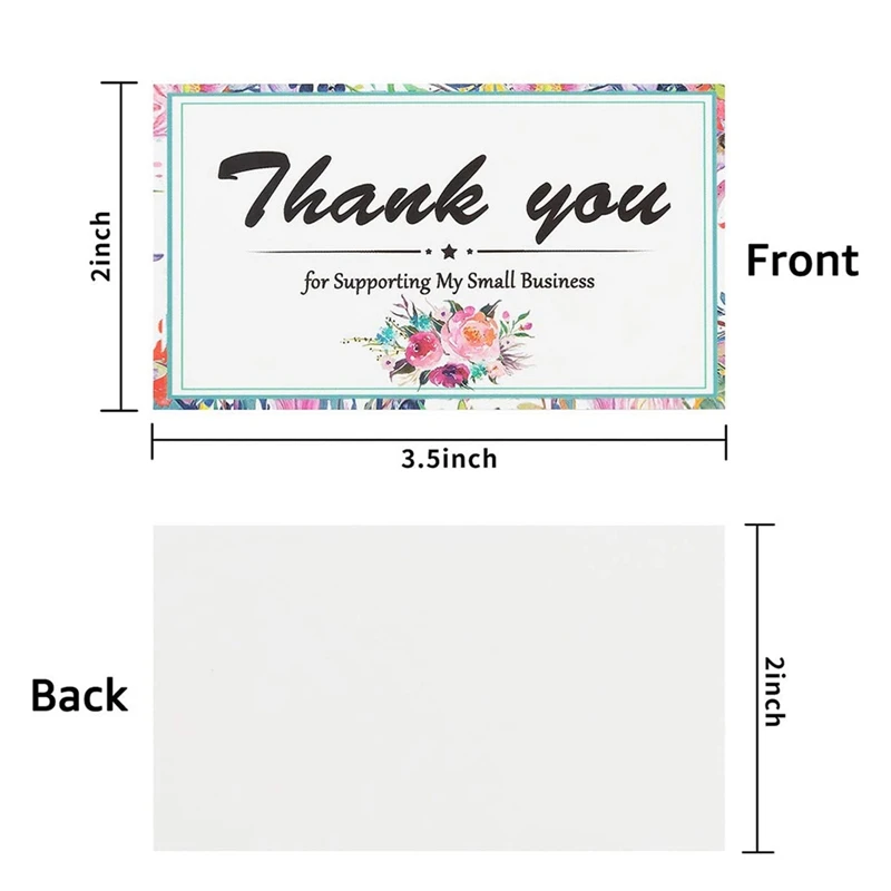 

50 pcs/lot Thank You for Supporting My Small Business Cards Beautiful Floral Appreciate Greeting Card for Customers Sale Package