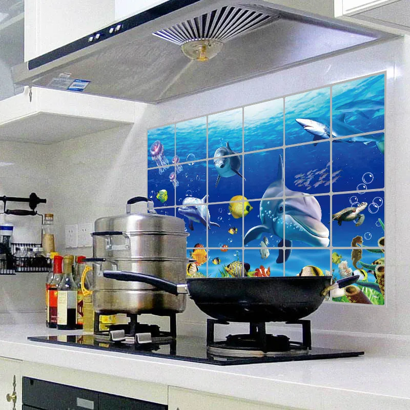 60x90 см водостойкая алюминиевая фольга Настенная Наклейка кафельная кухонная