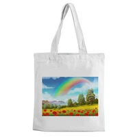 canvas bag landscape photo printing canvas bag large capacity white fashion shoulder bag casual eco friendly shopping bag