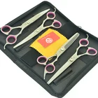 7,0 дюймов 4 шт.компл. JP440C фиолетовый дракон ножницы для ухода за домашними животными серебряные ножницы для собак большие прямые и истончающие и изогнутые ножницы LZS0508