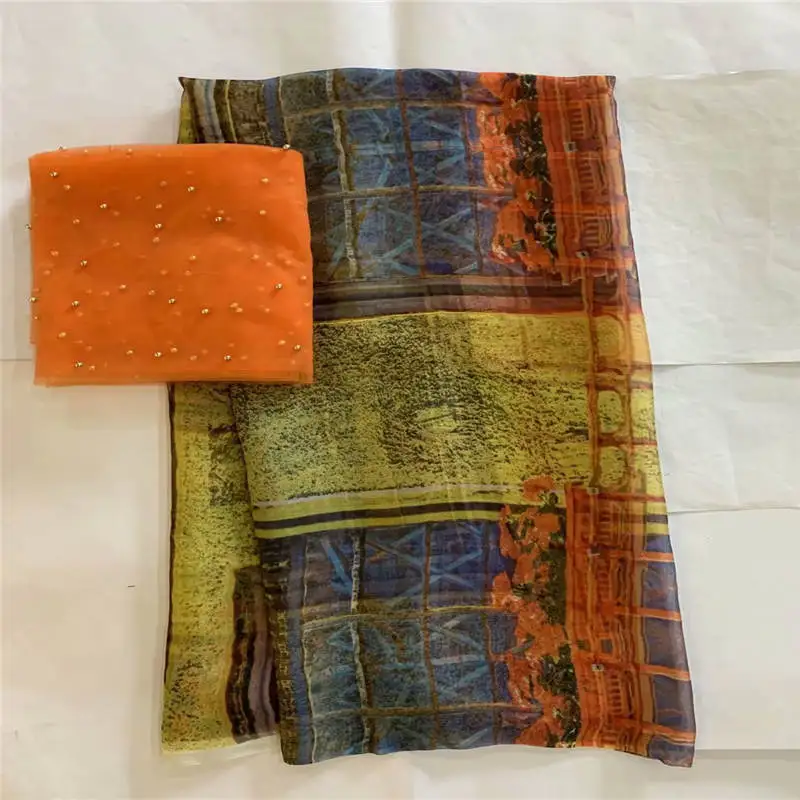 Высококачественная африканская шелковая шифоновая ткань с принтом для дам