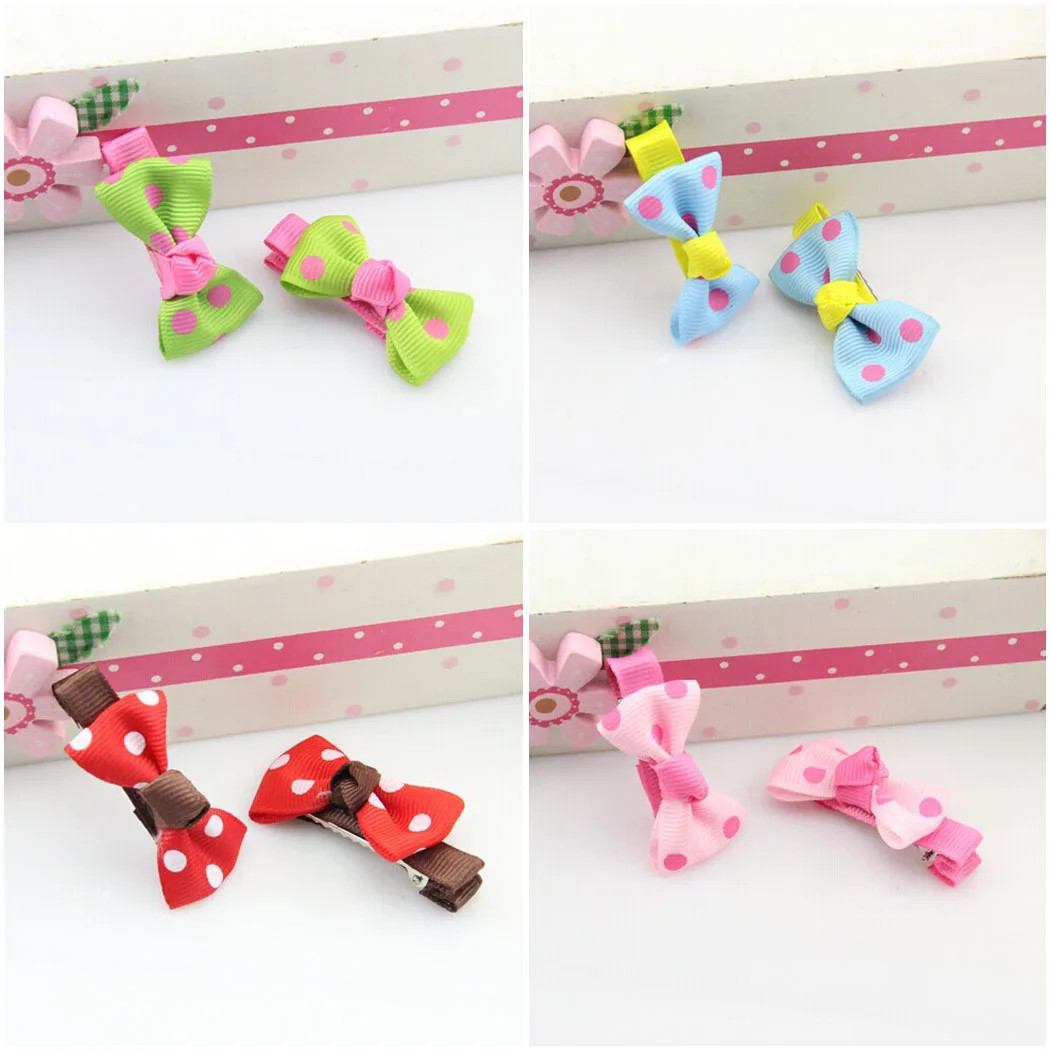 14 Pcs Hair Bows Grosgrain Ribbon Dot Printed Pins Barrettes Alligator Clips For Kids Girls |