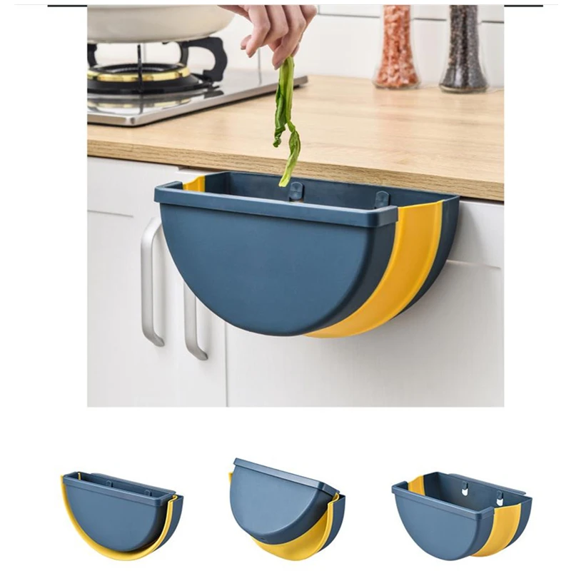 Кухонный складной мусорный бак полукруглый подвесной для двери шкафа