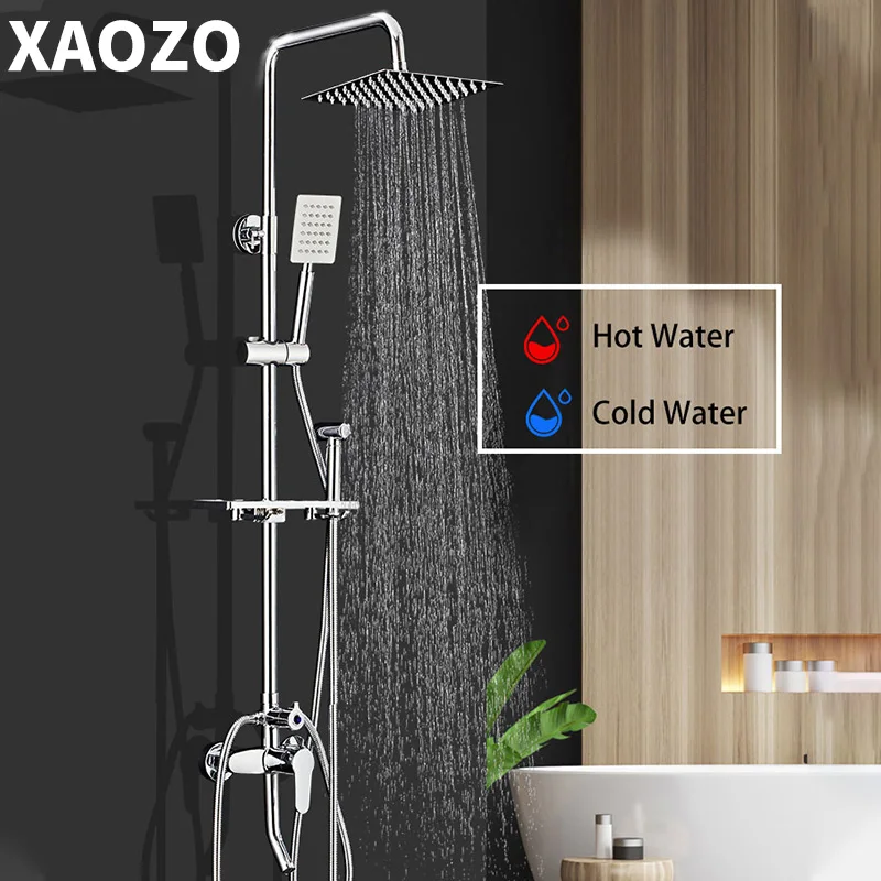 spa bathroom shower set rain shower head bath shower 360 degree rotatable mixer with hand shower faucets rainfall chrome showers free global shipping