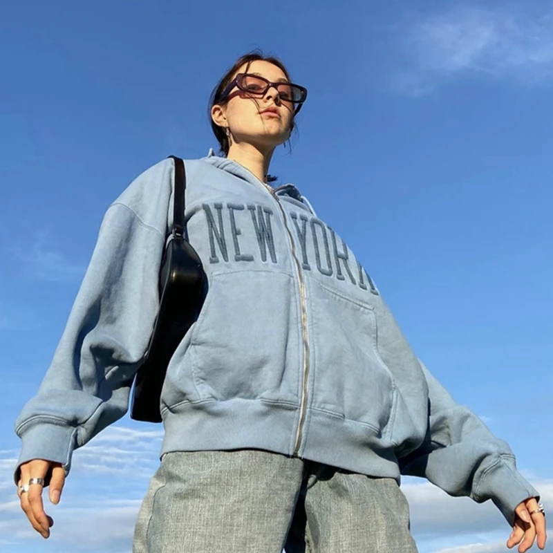 

Женская толстовка с длинным рукавом, на молнии, в стиле Харадзюку