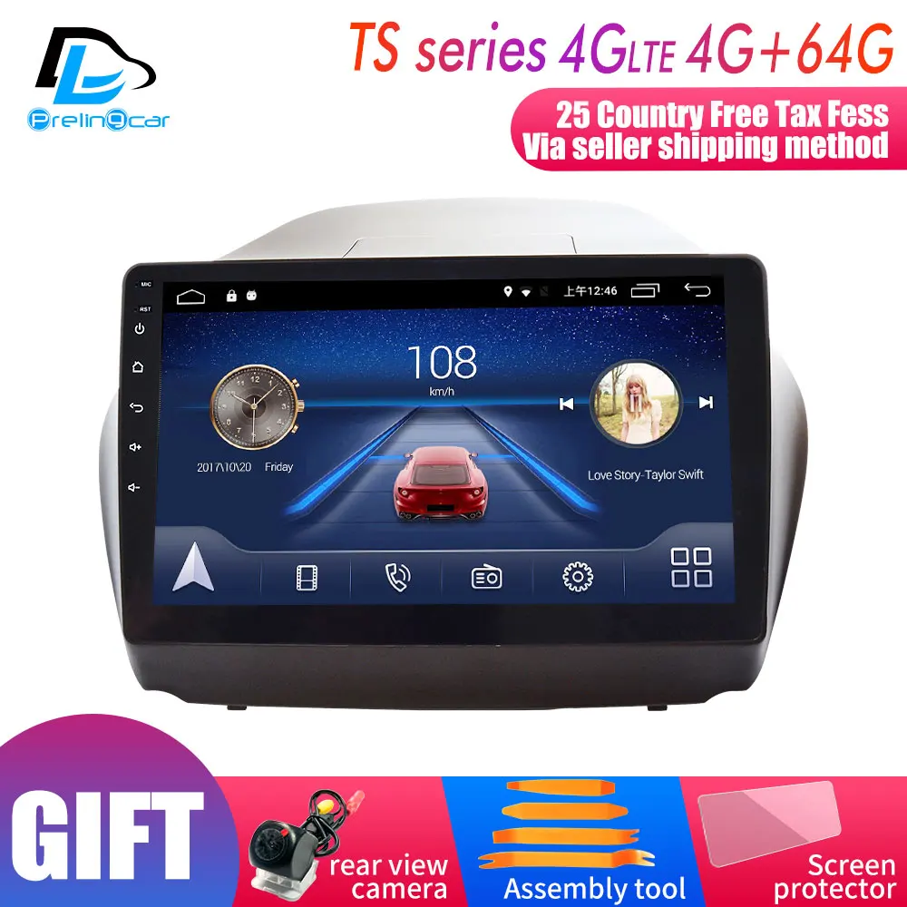 4G Lte Android 9,0 Автомобильная Мультимедийная навигационная система gps dvd-плеер для hyundai IX35 2011- года ips экран Радио стерео