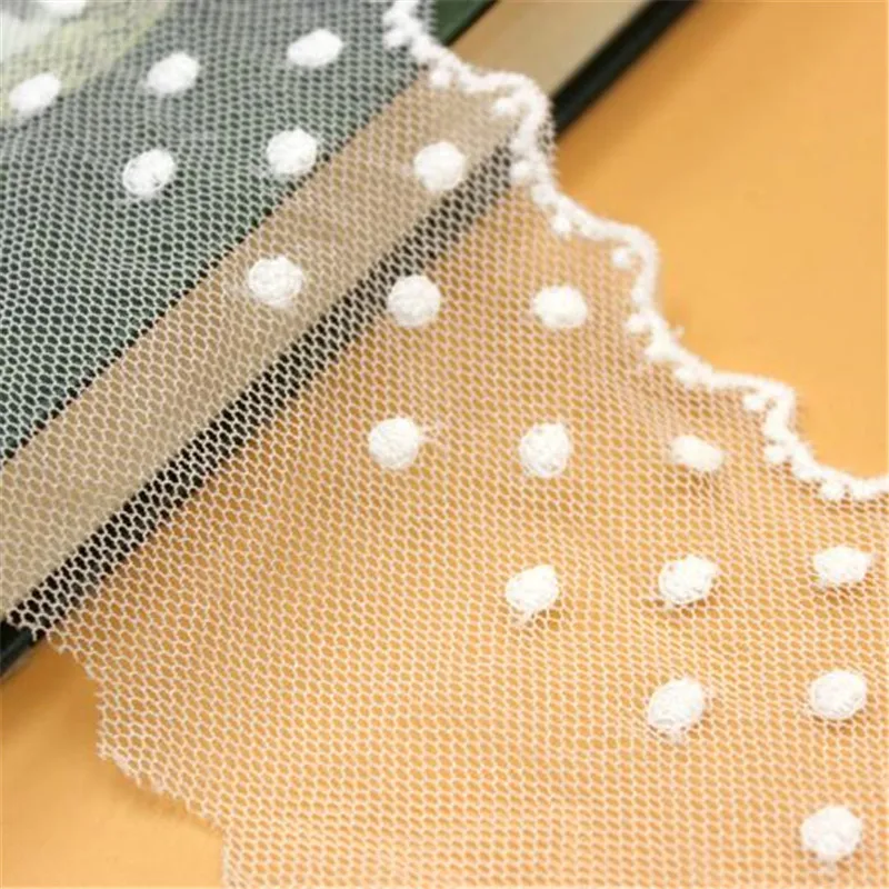 20 ярдов аксессуары для одежды Маленькая кружевная сетка в горошек вышивки сделай