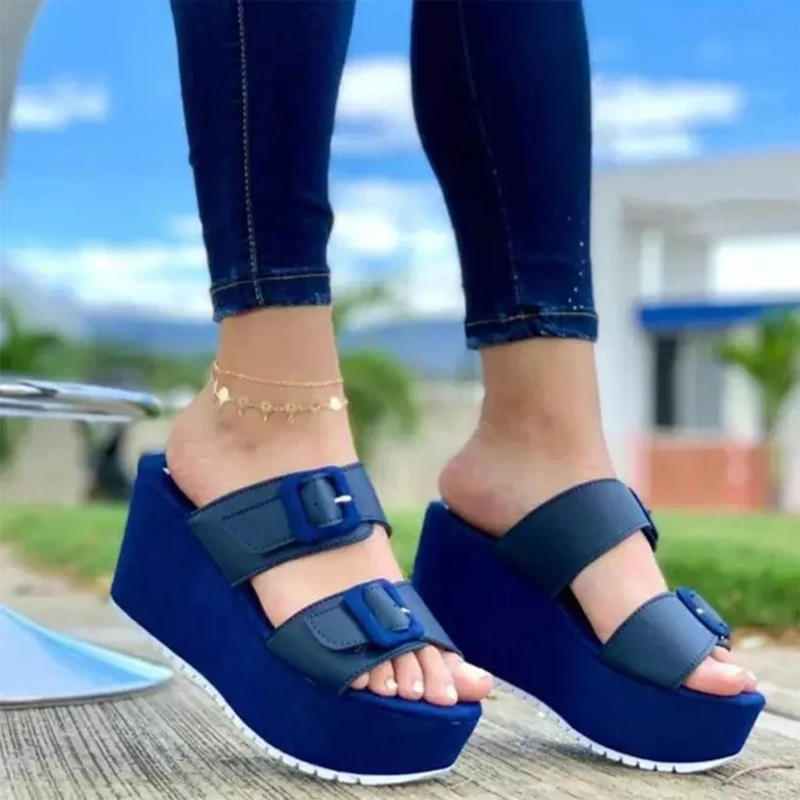 

Zapatillas De cuña para mujer, Zapatos informales a la moda, sandalias antideslizantes De alta calidad, novedad De verano