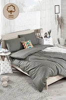 completely cotton duvet cover set 4pcs double flat gray turkish quality bed linen set