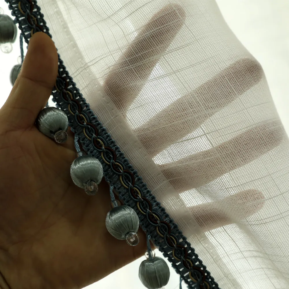 Занавески из белой пряжи с бусинами на заказ однотонные хлопковые льняные
