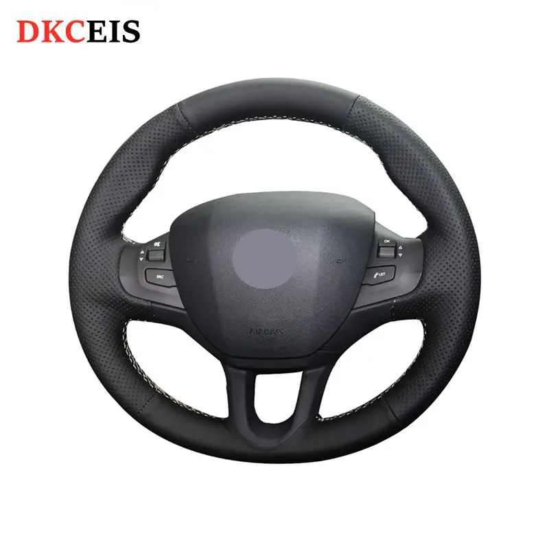 

Ручная строчка, черный чехол из натуральной кожи для Peugeot 208 2011-2019 Peugeot 2008-2019, автозапчасти