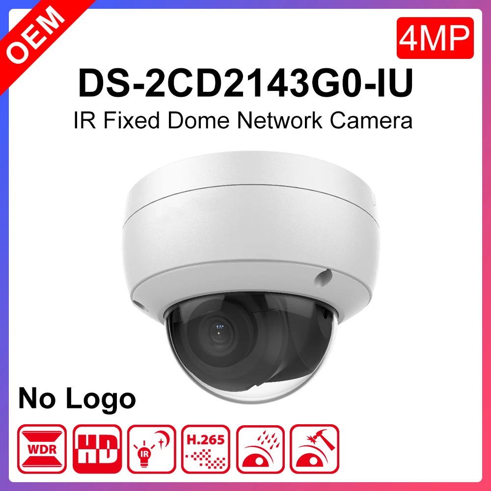 Hikvision OEM версия DS-2CD2143G0-IU 4Mp ИК купольная POE WDR Фиксированная сетевая камера со