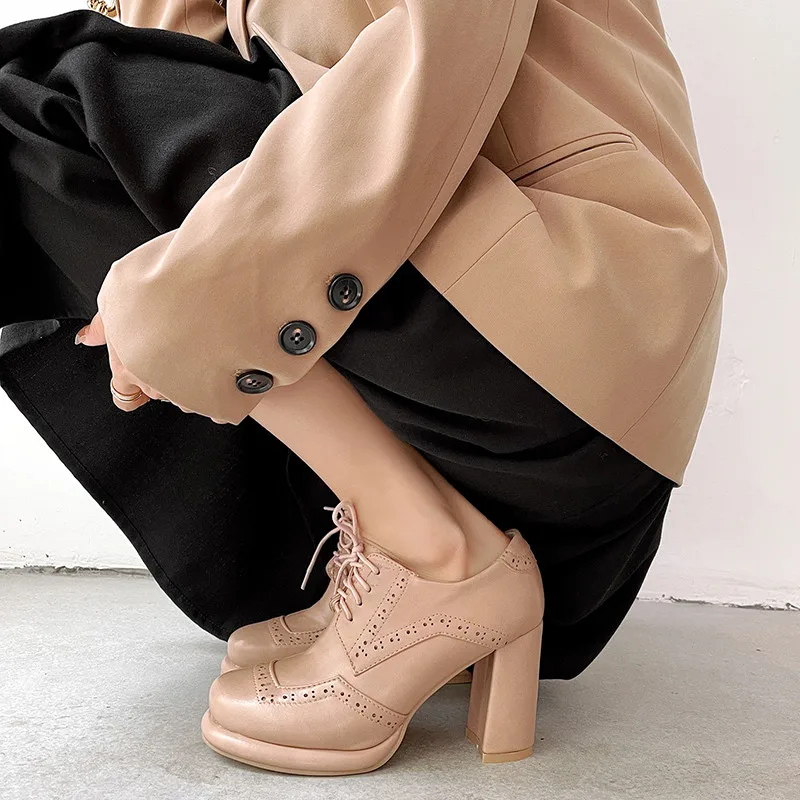 

Asumer 2021 Newest Big Size 43 Women Pumps Lace Up Round Toe Classic Fashion High Heels Casual Shoes Women Platform Shoes