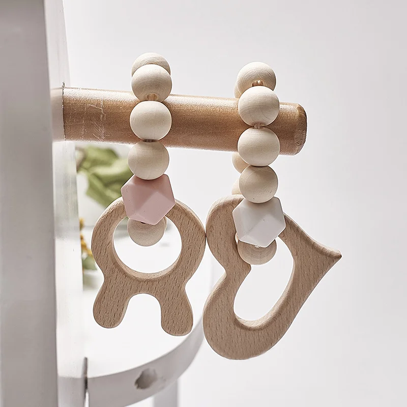 Wooden Rattle Beech Bear Hand Teething Ring Baby Rattles Play Stroller Toy Teether | Игрушки и хобби