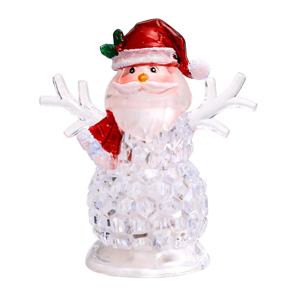 

Christmas Ornament Night Light Snowman Decoration Ornaments Navidad For Home Children's Gifts Resin Fabric Black PVC