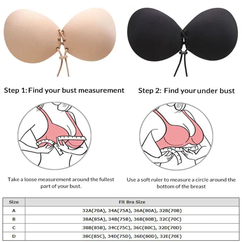

Invisible Strapless Wire Free Bustier Backless Super Push Up Bra Seamless Self-Adhesive Sticky Lingerie Sexy Front Lace-Up Bras