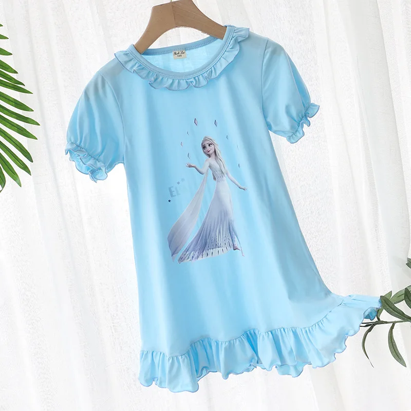 Kids Dresses Baby Girl Pajamas Ruffles Dress Frozen Elsa Princes Dress Short Sleeve Toddler Girl Pajamas Long Sleeve Nightgown images - 6