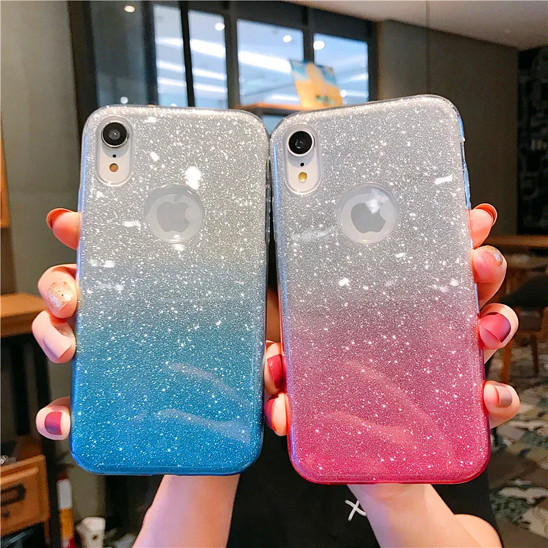 Милые блестящие чехлы для телефонов с градиентом цвета iphone 11 XS Pro MAX X XR 6 6S 7 8 Plus SE 2020
