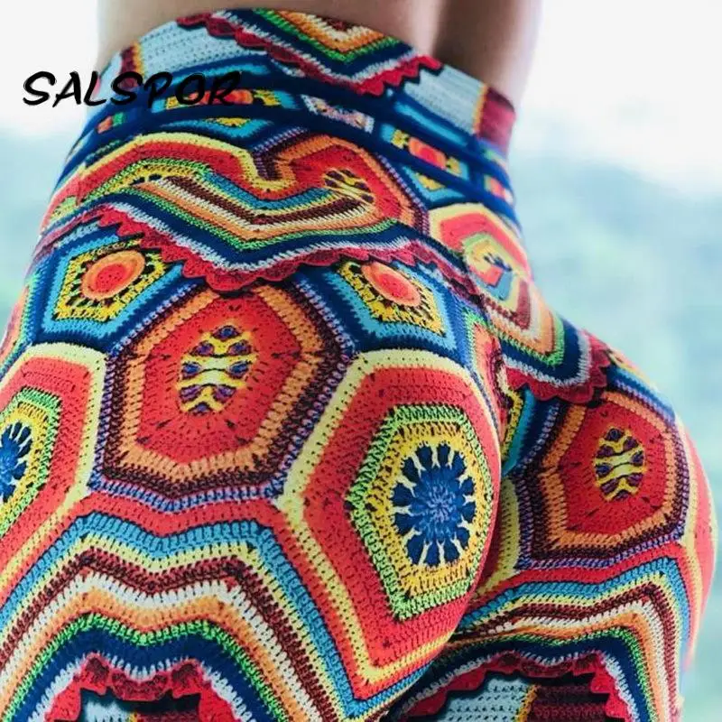 

SALSPOR Fitness Printed Leggings Women Plus Size Sport Legging Work Out Sexy Booty Lifting Leggins Push Up Running Pants 3XL