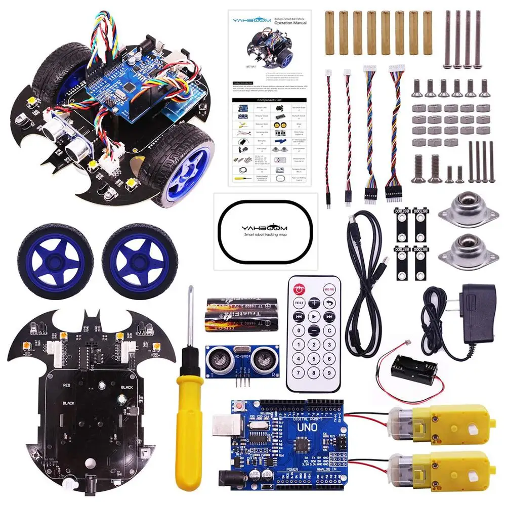 

Rowsfire Bat Smart Robot Car Project Complete Starter Tutorial High Tech Programmable Toy For Arduino Test Kit For Kids Adult