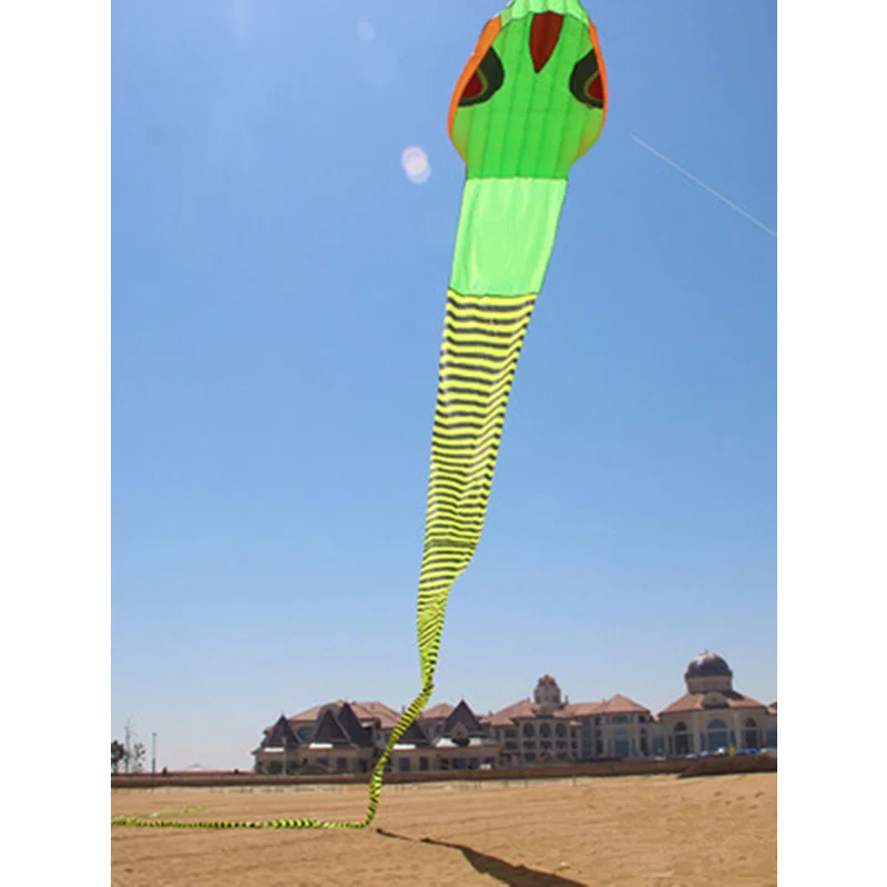 Cometa de serpiente grande de 60m para adultos, cometa inflable automática de animales, herramienta de vuelo para deportes al aire libre, cometa de línea única antidesgarro