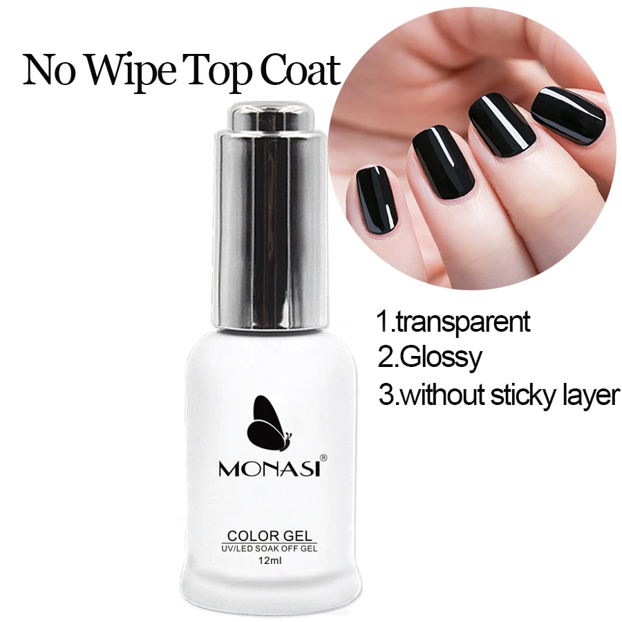 Глянцевый гель MONASI 12 мл без липкого слоя утолщенное резиновое Базовое покрытие