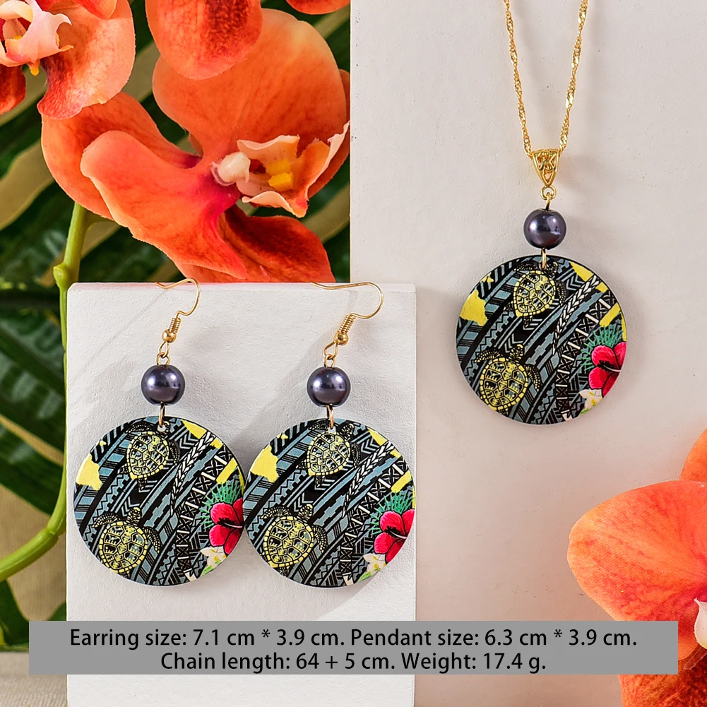 

Hawaiian Polynesian Jewelry Set Wholesale New Design Colorfu Round Acrylic Trendy Necklaces Sets Beach for Women Girls 2021 Gift