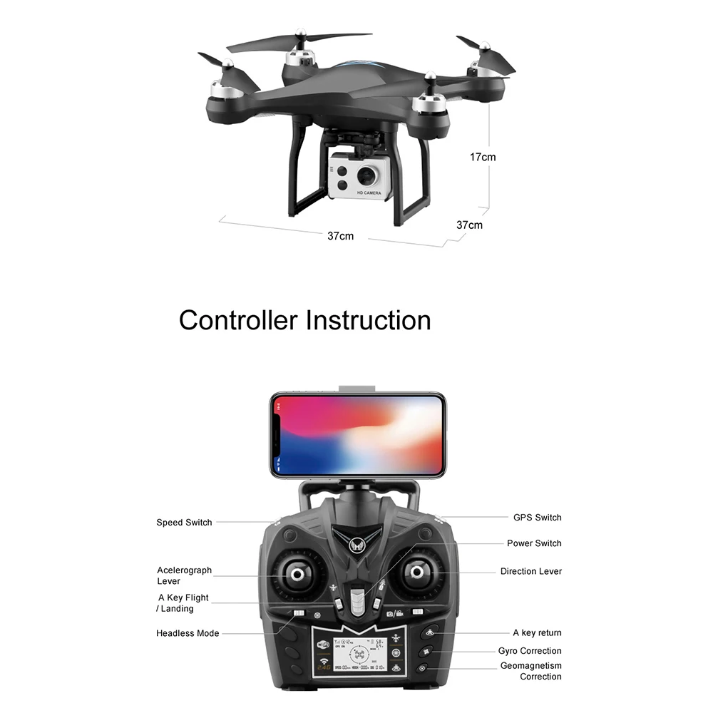 S2 Профессиональный широкоугольный Дрон для камеры 1080p HD gps WiFi FPV щетка Пропеллер для мотора длинная батарея воздушный Дрон на ру Квадрокоптер
